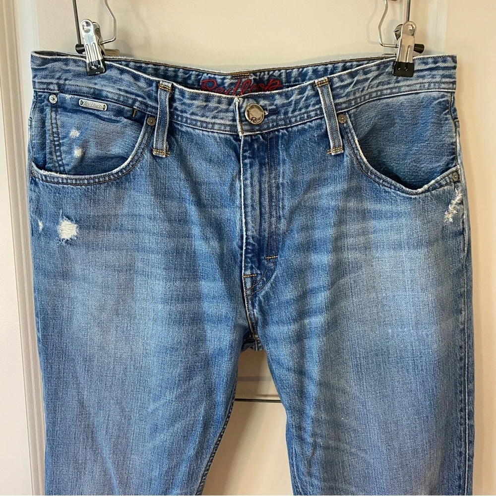 Redloop by Levi's Men's 5 Pocket Blue Jeans 36x34 Denim 100% Cotton Distressed